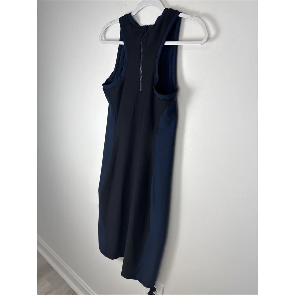 Athleta Stellar En Route Sleeveless Black Blue Colorblock Dress Size S Bodycon